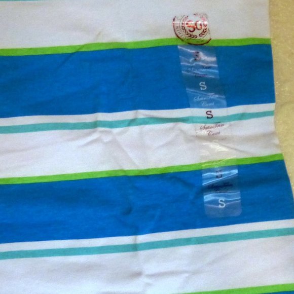 American Heritage Shell / Cami Sz Small NWT White Blues Greens Stretch - Picture 2 of 5